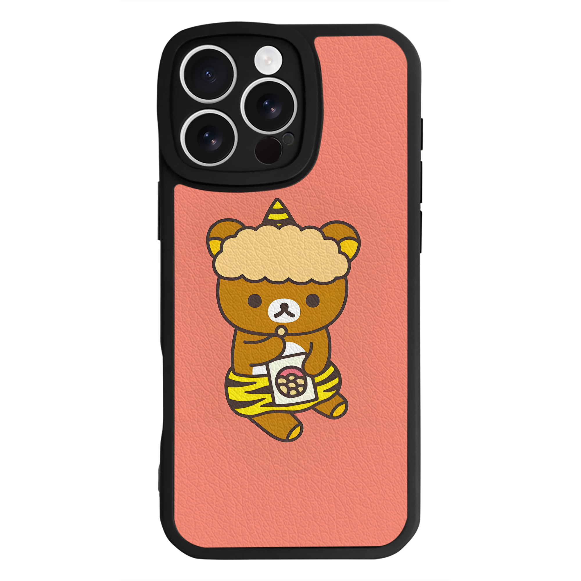 （画像用） リラックマ リラックマ キイロイトリ Rilakkuma Korilakkuma Kiiroitori 【iPhone 16シリーズ対応】シリコンスマホケース（レザー調） 材質：シリコン
